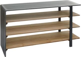 Regal HWC-L75, Wohnregal Bücherregal Schuhregal Sideboard, Massiv-Holz Industrial 72x119x40cm, natur mit Metall-Optik