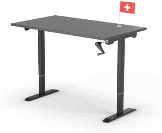 manuell höhenverstellbarer Schreibtisch EASY 140 x 60 cm - Gestell Schwarz, Platte Anthrazit