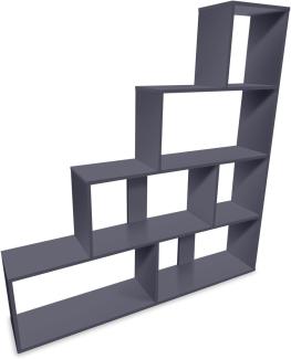 Coemo Treppenregal Scala aus Holz Anthrazit Raumteiler Standregal 155x29x163 cm