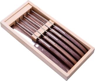 Laguiole 6er Steakmesser Set mit Wallnuss Griffen