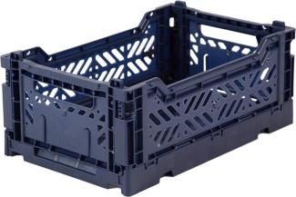 AY-KASA dunkelblaue, Faltbare Aufbewahrungsbox mit 26,6x17,1x10,5 cm und 4 Liter Volumen - Bunte Klappbox zum Einkaufen und Aufbewahren - Stabile Faltbox aus Plastik - Organizer Box