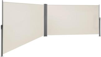 SONGMICS Doppel Seitenmarkise, Seitenrollo, Markisenstoff aus Polyester 280g/m², Beige, GSA400E, 200 x 600cm