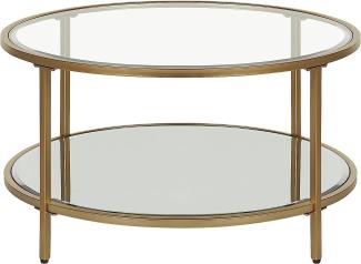 Couchtisch Gold Glas Eisen ø 70 cm mit Eisengestell Rund Wohnzimmermöbel Salon Diele Flur Bad Esszimmer Modern