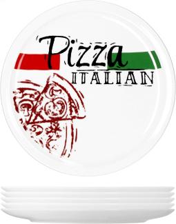 6er Set Pizzateller Pizza Italian Ø 30cm weiß Pizza XL-Teller Platte