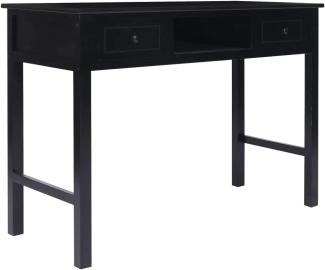 Schreibtisch Schwarz 108x45x76 cm Massivholz Paulownia