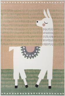 Kurzflor Kinderteppich Alpaka Dolly Pastellbraun Grün - 160x230x0,9cm