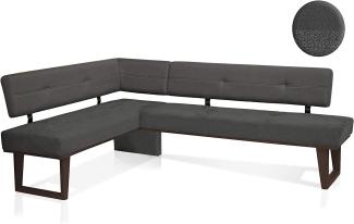 Möbel-Eins COLMI Eckbank, Material Massivholz/Bezug Stoff Buche schwarz 167 x 192 cm dunkelgrau