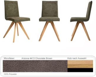 4x Stuhl Caja Varianten Polsterstuhl Massivholzstuhl Esszimmerstuhl Buche schwarz lackiert, Arizona 4413 Chocolate Brown