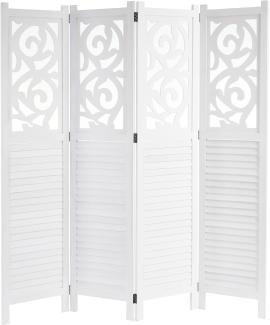 Paravent Istanbul, Raumteiler Trennwand Sichtschutz, Ornamente ~ 170x160cm, weiß