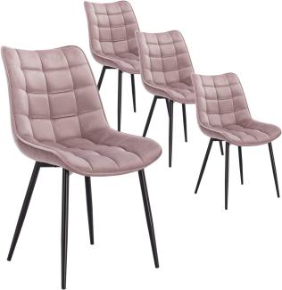 WOLTU 4 x Esszimmerstühle 4er Set Esszimmerstuhl Küchenstuhl Polsterstuhl Design Stuhl mit Rückenlehne, mit Sitzfläche aus Samt, Gestell aus Metall, Rosa, BH142rs-4