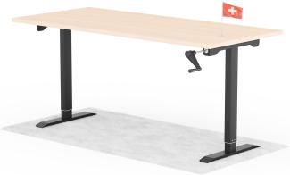 manuell höhenverstellbarer Schreibtisch EASY 180 x 80 cm - Gestell Schwarz, Platte Eiche