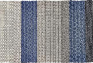 Teppich Wolle grau blau 160 x 230 cm Streifenmuster Kurzflor AKKAYA