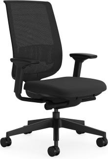 Steelcase Reply Air Ergonomischer, höhenverstellbarer Bürostuhl mit verstellbarer Lordosenstütze und Armlehnen, atmungsaktivem Schwarz Rückennetz und bequemem Onyx-Sitzstoff, 58. 5 x 66 x 100. 5