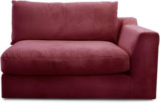 CAVADORE Sofa-Modul "Fiona"mit Armteil rechts / individuell kombinierbar als Ecksofa, Big Sofa oder Wohnlandschaft / 138 x 90 x 112 / Webstoff burgunder-rot