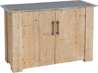 Sideboard HWC-L76, Kommode Schrank, Industrial Massiv-Holz MVG-zertifiziert 80x120x48cm, natur mit Metall-Optik