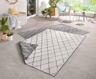 In- & Outdoor Wendeteppich Malaga Grau Creme - 80x150x0,5cm