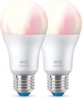 WiZ Tunable White & Color LED Lampe, E27, 60 W, dimmbar, 16 Mio. Farben, smarte Steuerung per App/Stimme über WLAN, Doppelpack