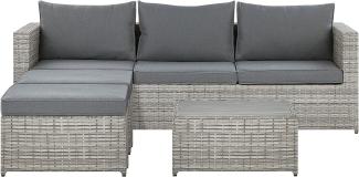 Lounge Set Rattan hellgrau 5-Sitzer rechtsseitig modular Auflagen grau SABBIA