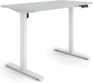 ESMART Germany ETX-121WG 120x60cm Hellgrau Ergonomischer Steh-Sitz-Schreibtisch Stufenlos elektrisch höhenverstellbar 73,5-123,5cm 3X Memory Aktivitätserinnerung Soft-Start/Stopp Schnelle Montage