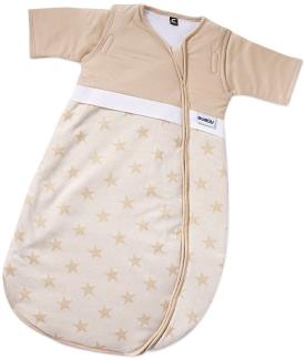 Gesslein 770199 Bubou Babyschlafsack mit abnehmbaren Ärmeln: Temperaturregulierender Ganzjahreschlafsack für Neugeborene, Baby Größe 50/60 cm, Sterne beige/creme