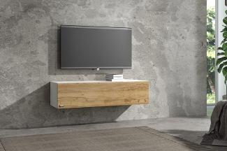 Wuun® TV Board hängend/8 Größen/5 Farben/120cm Matt Weiß- Eiche/Lowboard Hängeschrank Hängeboard Wohnwand/Hochglanz & Naturtöne/Somero