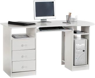 IDIMEX Schreibtisch BOB Computertisch PC-Schreibtisch, Kiefer massiv weiß lackiert mit Schubladen