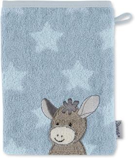 Sterntaler Waschhandschuh Esel Emmi, Größe: 21 x 15 cm, Mittelblau mit Sternen