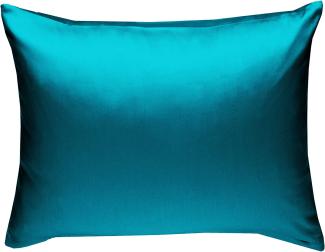 Bettwaesche-mit-Stil Mako-Satin / Baumwollsatin Bettwäsche uni / einfarbig petrol blau Kissenbezug 70x90 cm