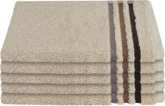 Schiesser Gästehandtuch Skyline, 5er Set, mit Webbordüre, 100% Baumwolle Beige