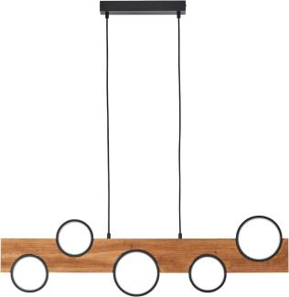 Brilliant Cheesy Pendelleuchte Holz - Moderne Pendelleuchte für Esstisch & Wohnzimmerlampe aus Holz, mit integrierter LED - Perfekte Küchenbeleuchtung - Metall & Holz - Mattschwarz/Holz-Finish