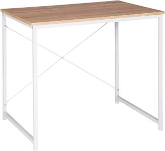 WOLTU TSB03whe Holz mit Eisen-Gestell Computertisch Bürotisch Schreibtisch PC Tisch Arbeitstisch Esstisch Große Desktop Design