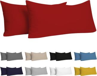 Kissenbezug 40 x 80 (Set mit 2) - 100% Jersey Baumwolle 150 g/qm Kissenbezüge -Rot - Für Kissen 40 x 80 cm - Kissenhülle - Kissenbezug - Resistent und Hypoallergen - Dreamzie