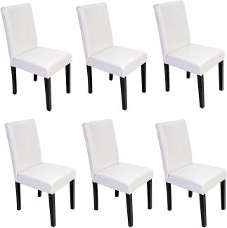 6er-Set Esszimmerstuhl Stuhl Küchenstuhl Littau ~ Leder, weiß, dunkle Beine