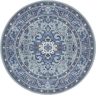 Orientalischer Kurzflor Teppich Skazar Isfahan Himmelblau - 160 cm Durchmesser