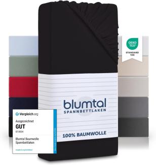 Blumtal® Spannbettlaken 200x220cm Basics Jersey - Bettbezug 200x220 cm aus 100% Baumwolle - Oeko-TEX zertifiziertes Spannbetttuch 200x220cm - Jersey Spannbettlaken 200x220cm - Bettbezug - Schwarz