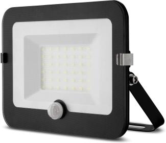 REV MIRANO Außenlampe mit Bewegungsmelder – IP44, LED Lampe 30W, 2700lm, 6500K, Erfassungswinkel 90° auf 7m – schwarz