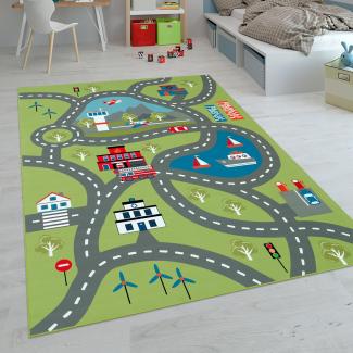 Paco Home Kinderteppich Teppich Kinderzimmer Spielteppich Junge Mädchen Modern rutschfest, Grösse:160x220 cm, Farbe:Grün 2
