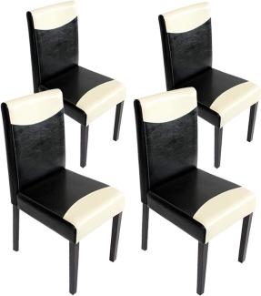 4er-Set Esszimmerstuhl Stuhl Küchenstuhl Littau ~ Kunstleder, schwarz-weiß, dunkle Beine