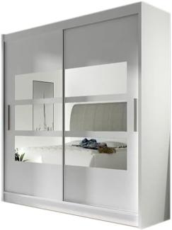 Kleiderschrank mit Schiebetüren CARLA III mit Spiegel, 180x215x57, weiß matt