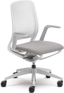 Sedus se:motion, Bürostuhl, lichtgrau/weiß, mit Armlehnen, Sitzpolster in lichtgrau, Kunststoff 950 - 1065 mm