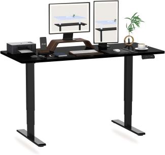 Höhenverstellbarer Schreibtisch 160 x 80 cm - 3-Fach-Teleskop - Schreibtisch mit Memory-Steuerung und Softstart/-Stop - Schreibtisch Höhenverstellbar von Flexispot (Schwarz, Gestell Schwarz)