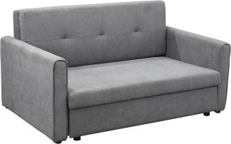 HOMCOM Schlafsofa 2-Sitzer Sofa mit Bettfunktion, Polstersofa mit Stauraum, Rückenkissen, Schlafcouch für Wohnzimmer, Polycotton, Holz, Grau, 152 x 101 x 81cm