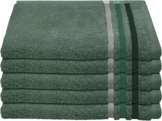 Schiesser Frottier Gästetücher Skyline Color im 5er Set aus kuschelweicher Baumwolle, Made IN Green, Farbe:Dunkelgrün, Größe:30 cm x 50 cm