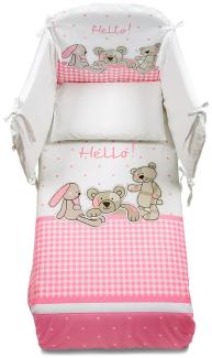 ITALBABY Maxi Hello Bettwäsche-Set, rosa/weiß, 5-teilig