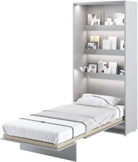 MEBLINI Schrankbett Bed Concept - Wandbett mit Lattenrost - Klappbett mit Schrank - Wandklappbett - Murphy Bed - Bettschrank - BC-03 - 90x200cm Vertikal - Grau Matt