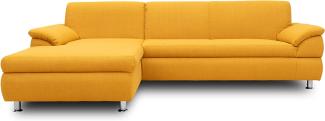 DOMO. collection Ecksofa Bounty | Schlaffunktion L-Form Sofa | 266 x 172 x 82 cm | Eckcouch Schlafsofa mit Bett in gelb