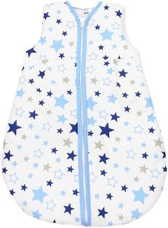TupTam Baby Ganzjahres Schlafsack Ärmellos Wattiert, Farbe: Sterne Blau/Dunkelblau, Größe: 68-74