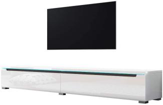 Swift – Fernsehschrank/Tv-Lowboard In Weiß Hochglanz Mit Led Hängend Oder Stehend 180 Cm