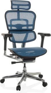 hjh OFFICE Bürostuhl ERGOHUMAN I Netz ergonomischer Bürosessel mit Flexibler Lordosenstütze, Blau, 652278