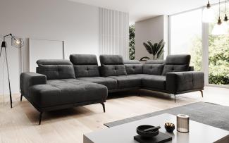 Designer Sofa Nerio mit verstellbarer Kopf- und Rückenlehne Samt Anthrazit Links